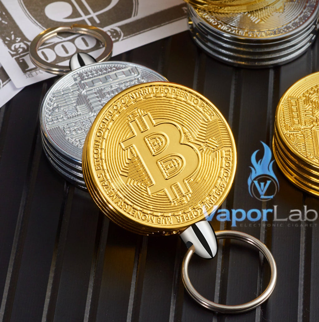 korek api gantungan kunci model bitcoin gold coin key chain refillable gas lighter unik lucu