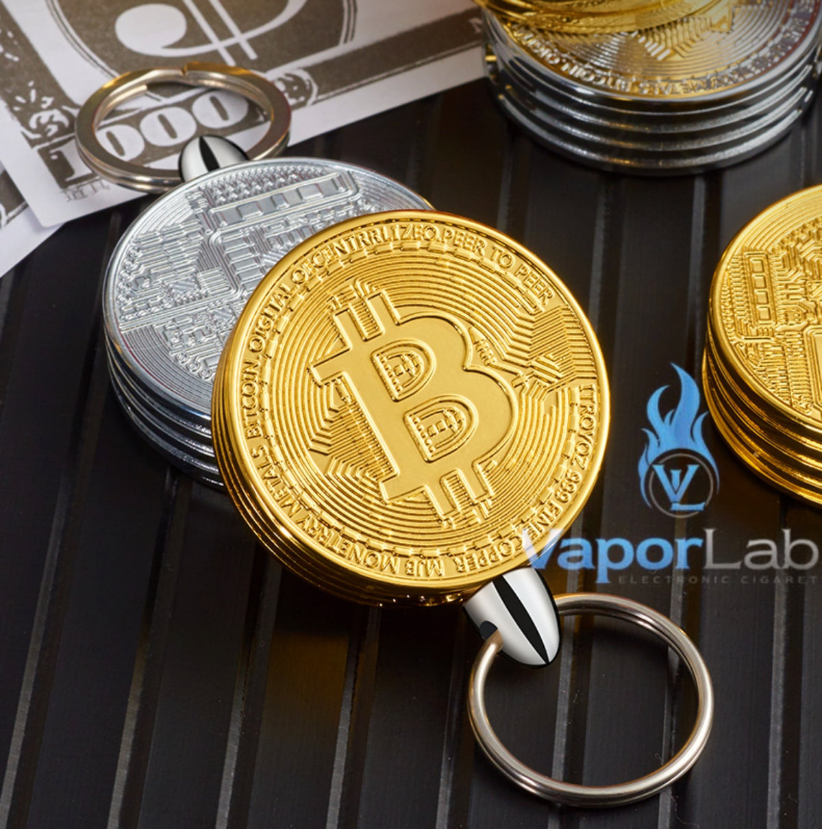 korek api gantungan kunci model bitcoin gold coin key chain refillable gas lighter unik lucu