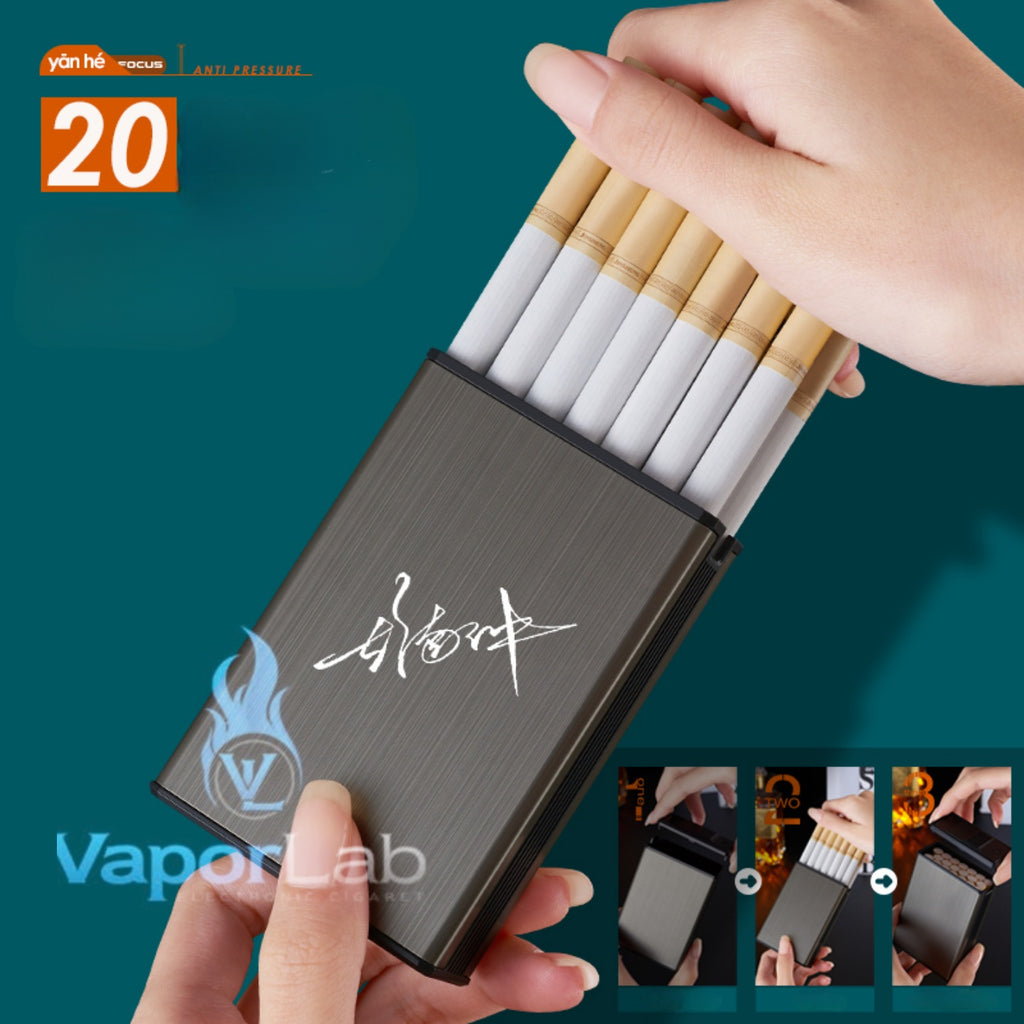 kotak box tempat simpan rokok cigarette case besi metal waterproof FOCUS YH108 isi 20 batang rokok putih pendek