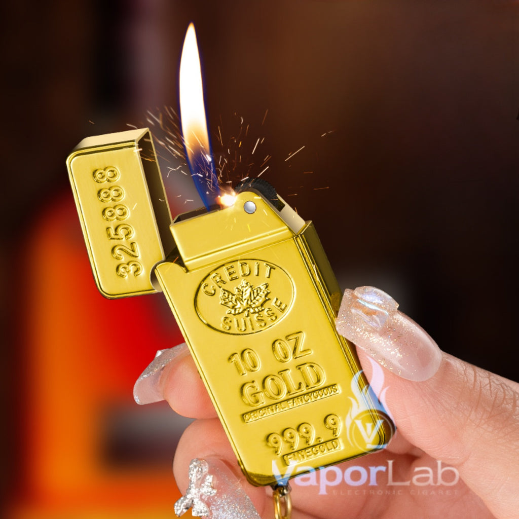 korek api gantungan kunci model emas gold bar key chain refillable gas lighter unik lucu