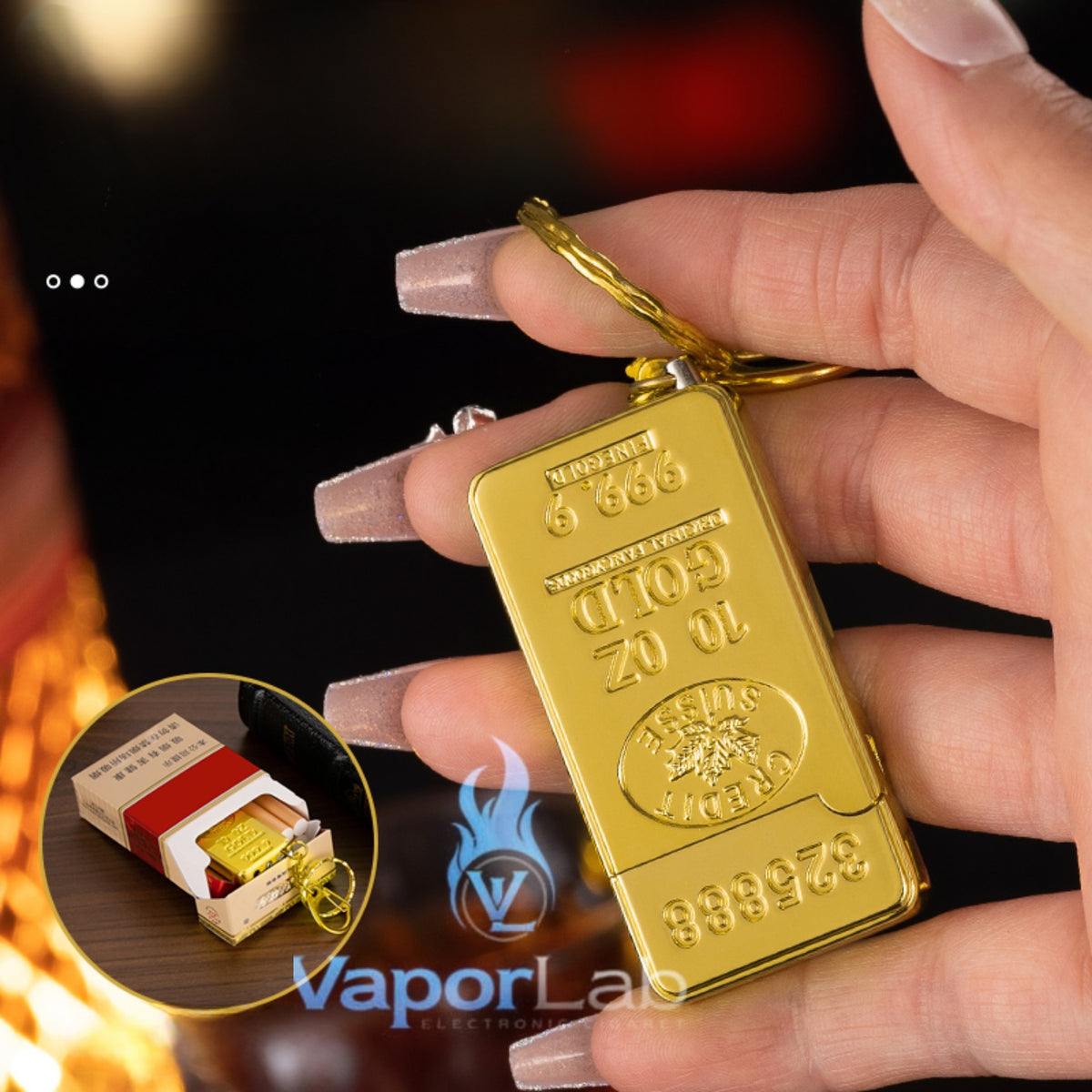 korek api gantungan kunci model emas gold bar key chain refillable gas lighter unik lucu