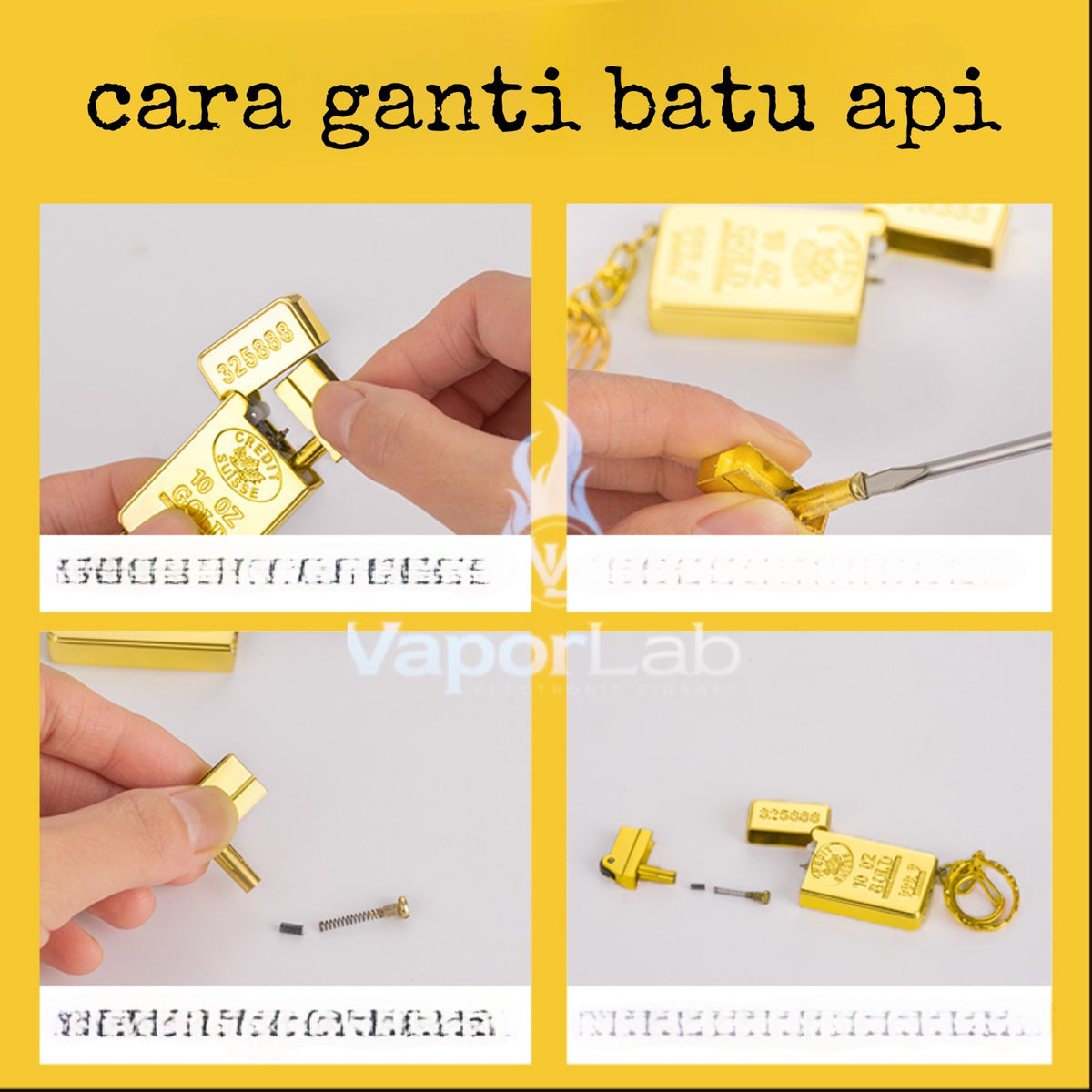 korek api gantungan kunci model emas gold bar key chain refillable gas lighter unik lucu