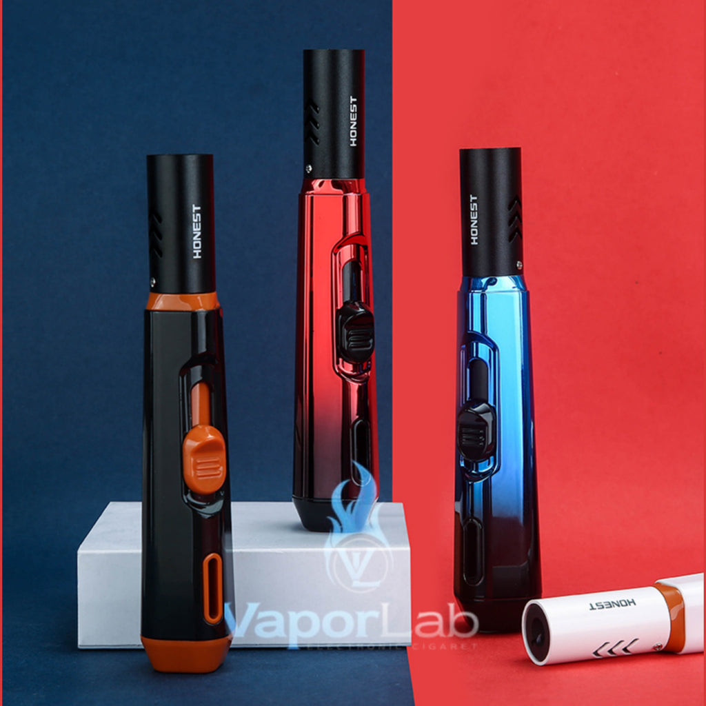 korek api bara las refillable gas jet torch bbq candle lighter pemantik kompor HONEST dengan kaca indikator gas