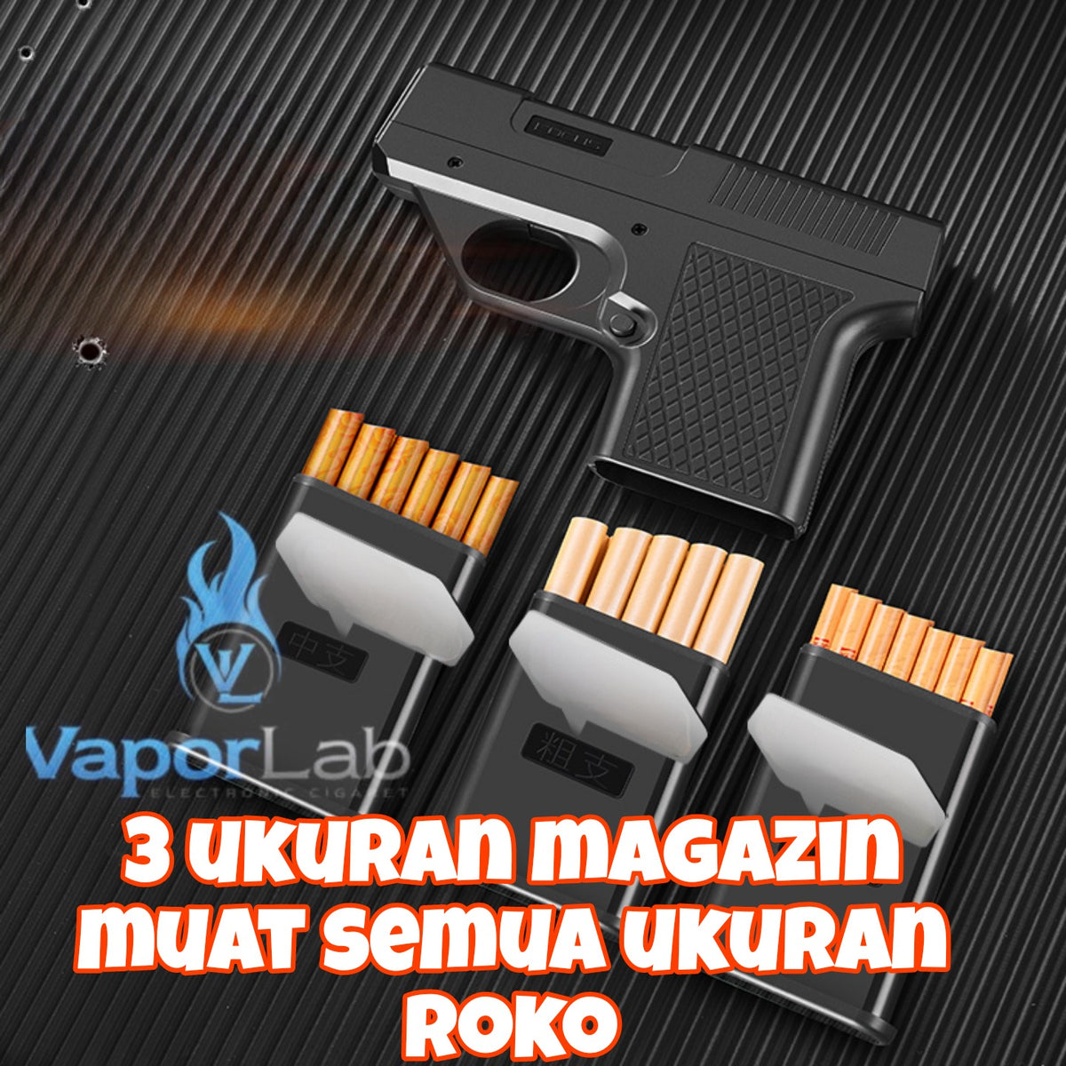 kotak box tempat simpan rokok universal all size merk focus plus korek api gas bisa diisi ulang model pistol dan magazin cigarette case gun lighter
