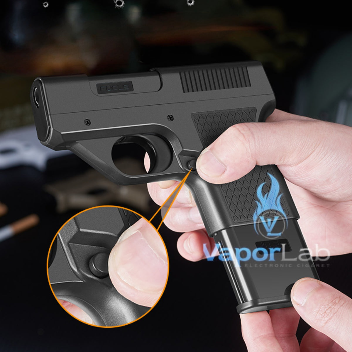kotak box tempat simpan rokok universal all size merk focus plus korek api gas bisa diisi ulang model pistol dan magazin cigarette case gun lighter