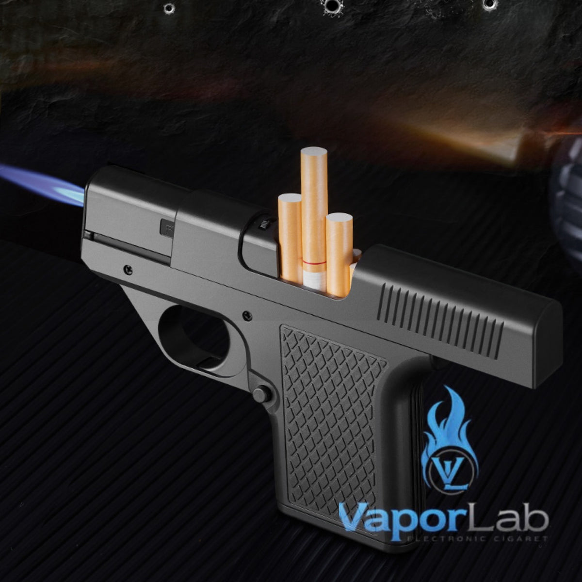 kotak box tempat simpan rokok universal all size merk focus plus korek api gas bisa diisi ulang model pistol dan magazin cigarette case gun lighter