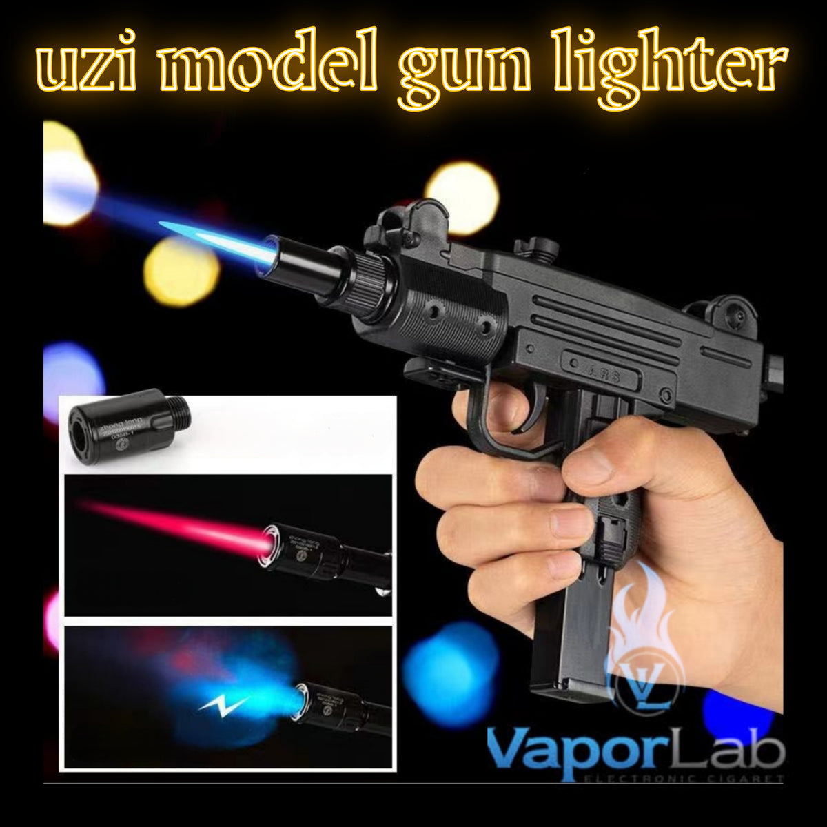 korek api bara las replika model kit pistol uzzi gun display jet torch refillable gas lighter 037B