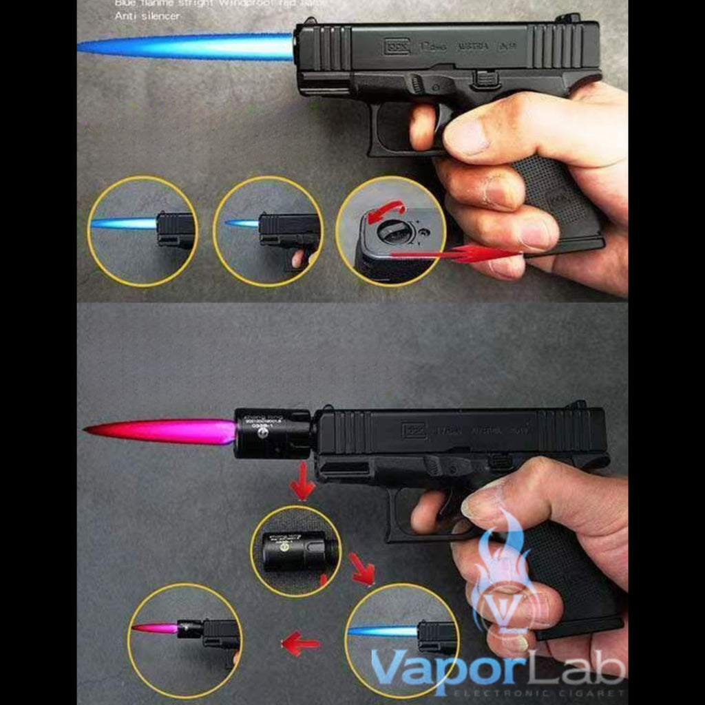 korek api gas bara las model replika pistol glok 1911 hellcat mini gun jet torch refillable gas lighter with tactical giftbox display