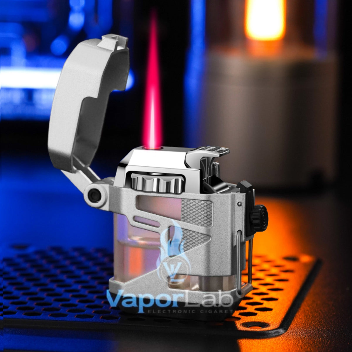 korek api bara unik refillable gas jet torch metal led lighter transparant kemasan giftbox windproof