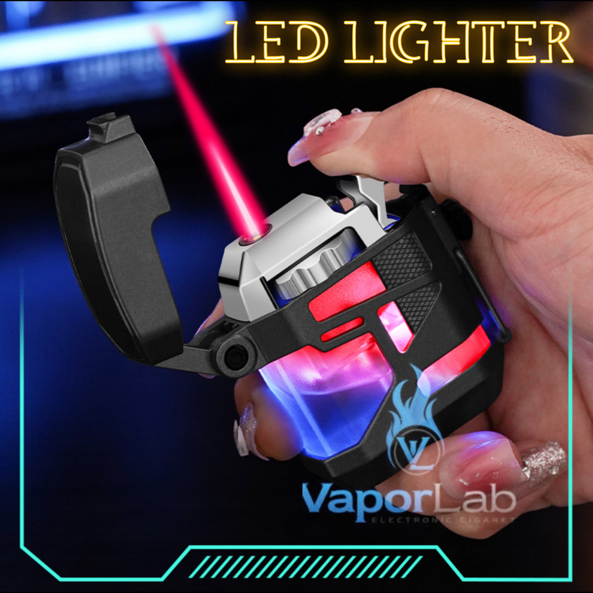 korek api bara unik refillable gas jet torch metal led lighter transparant kemasan giftbox windproof