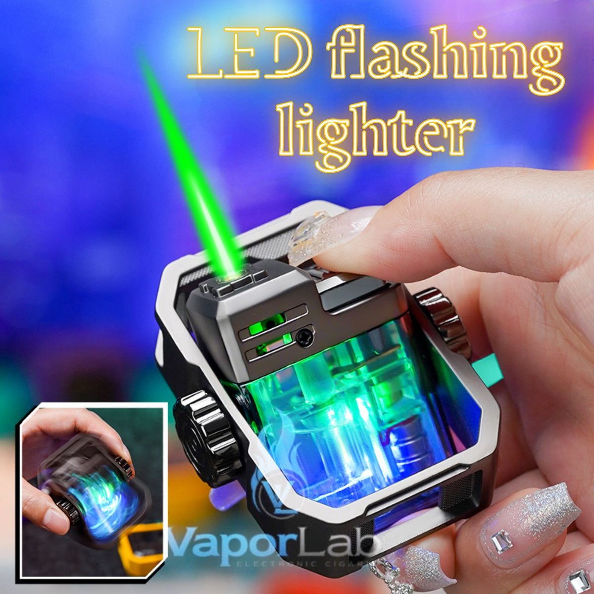 korek api bara spinner spinning gyro jet torch refillable gas lighter transparant flabox keren unik windproof