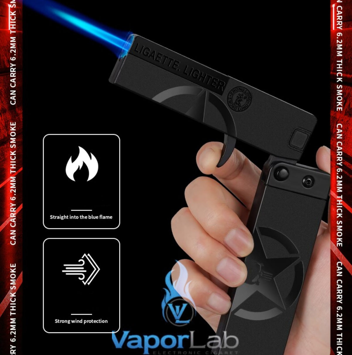 korek api tactical bara las model pistol lipat folding gun jet refillable gas lighter case zhonglong plus kotak simpan rokok dengan box exclusive