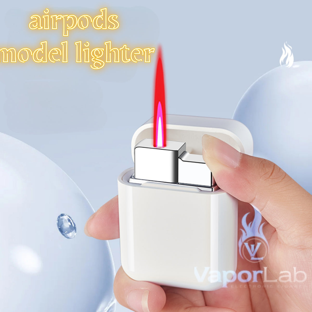 korek api bara merah model earpods airpods reffillable gas jet torch lighter unik lucu 2535