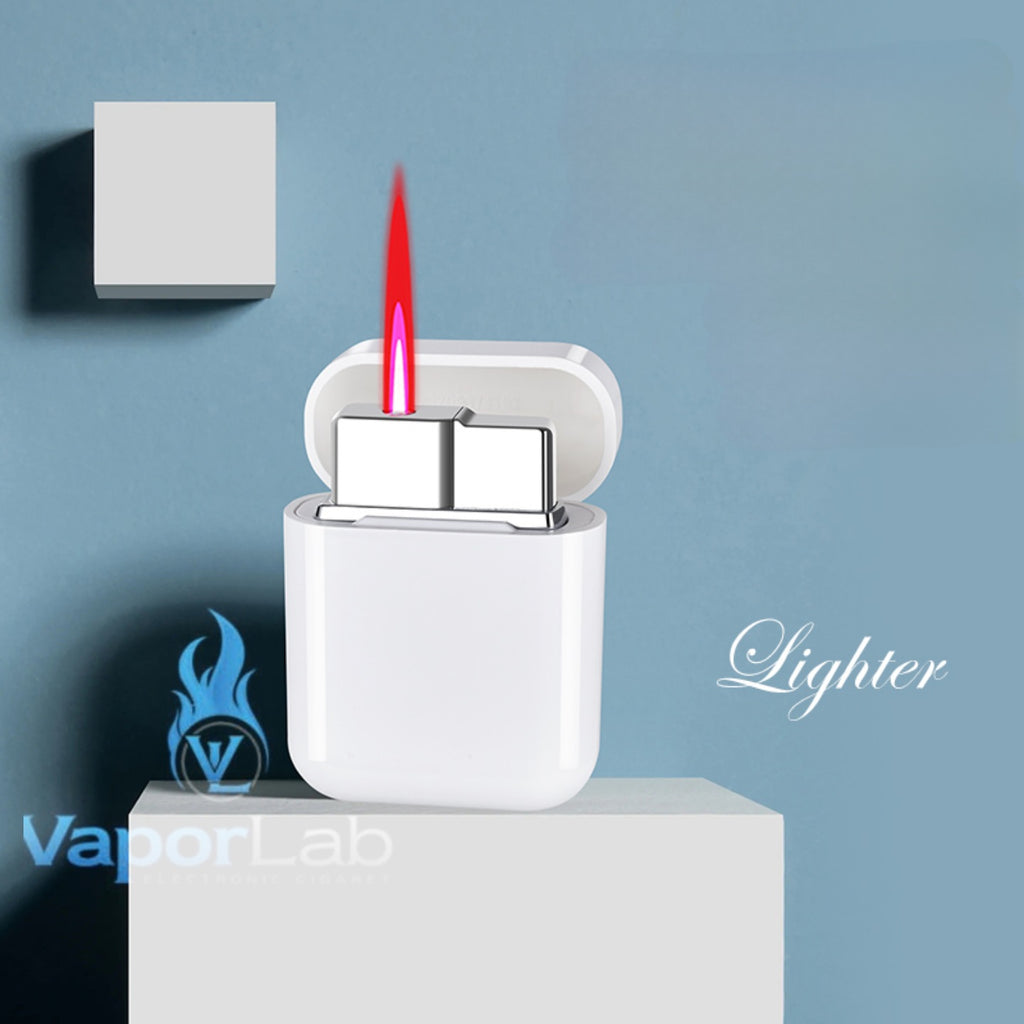 korek api bara merah model earpods airpods reffillable gas jet torch lighter unik lucu 2535