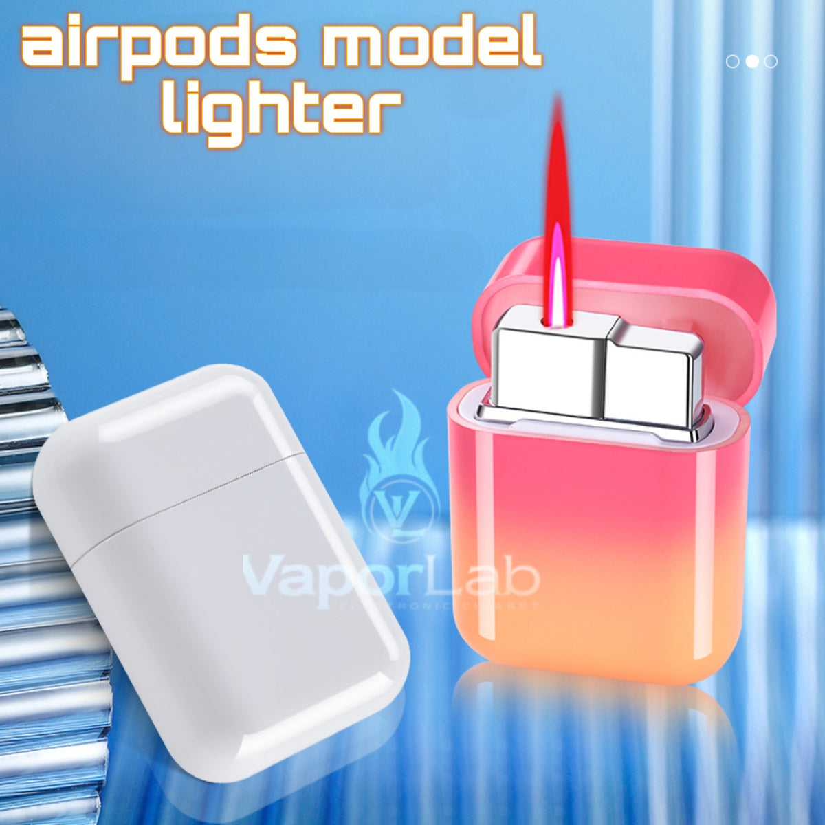 korek api bara merah model earpods airpods reffillable gas jet torch lighter unik lucu 2535