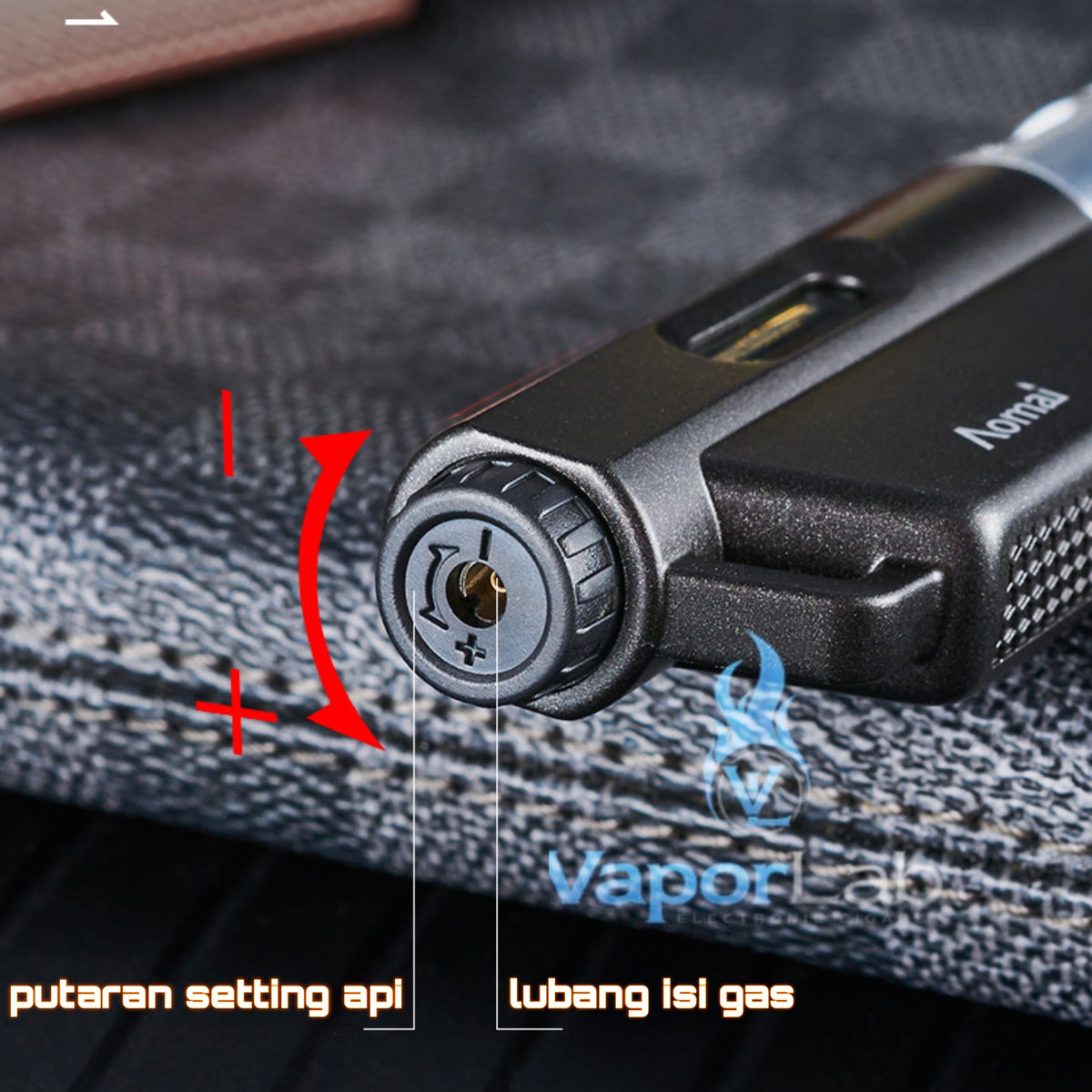 korek api bara las AOMAI jet flame torch refillable gas metal lighter dengan indikator gas transparant