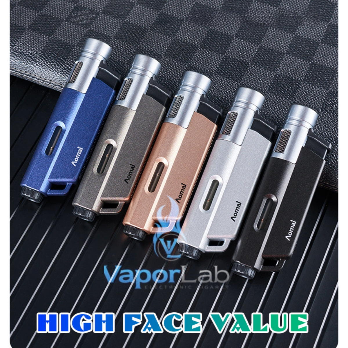 korek api bara las AOMAI jet flame torch refillable gas metal lighter dengan indikator gas transparant
