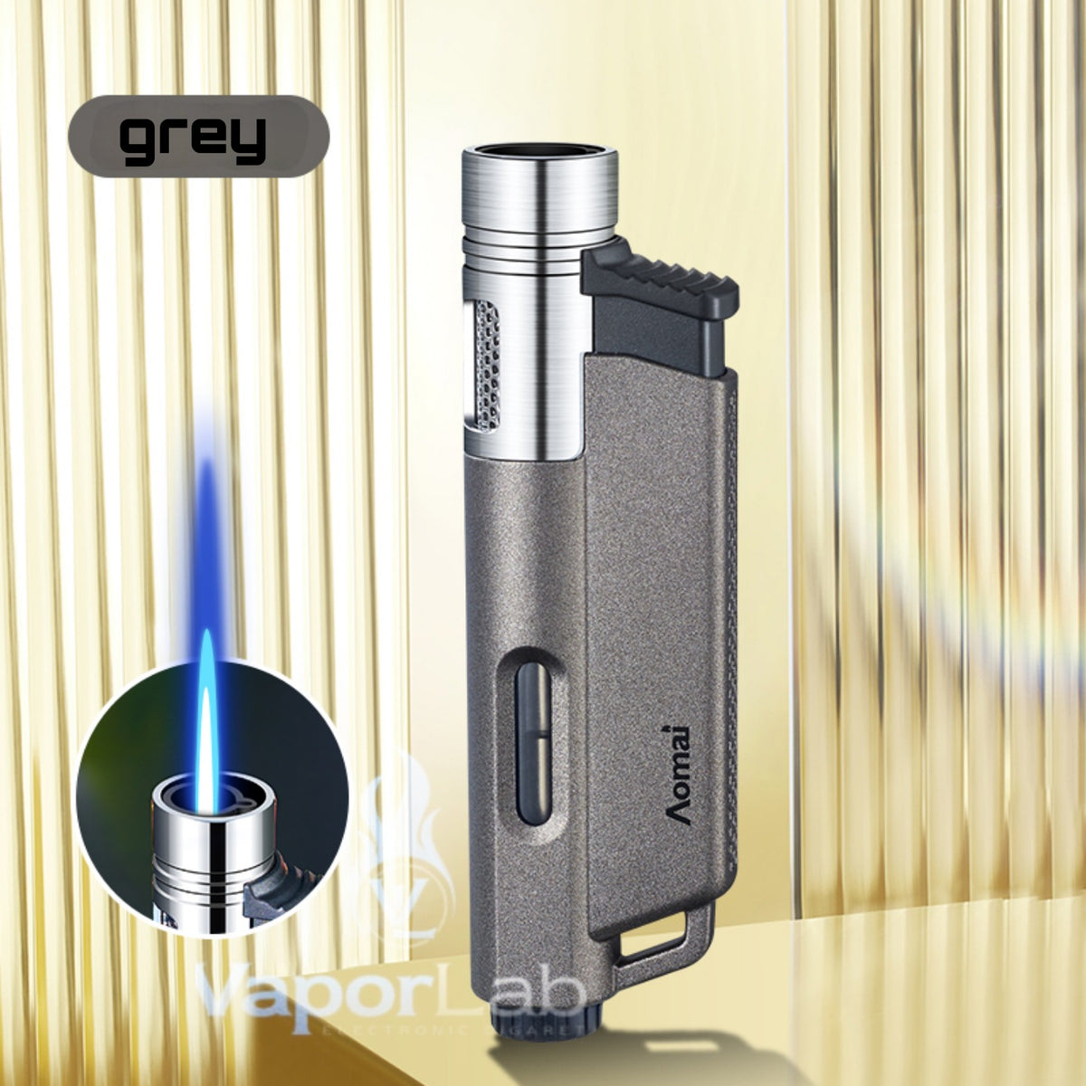 korek api bara las AOMAI jet flame torch refillable gas metal lighter dengan indikator gas transparant