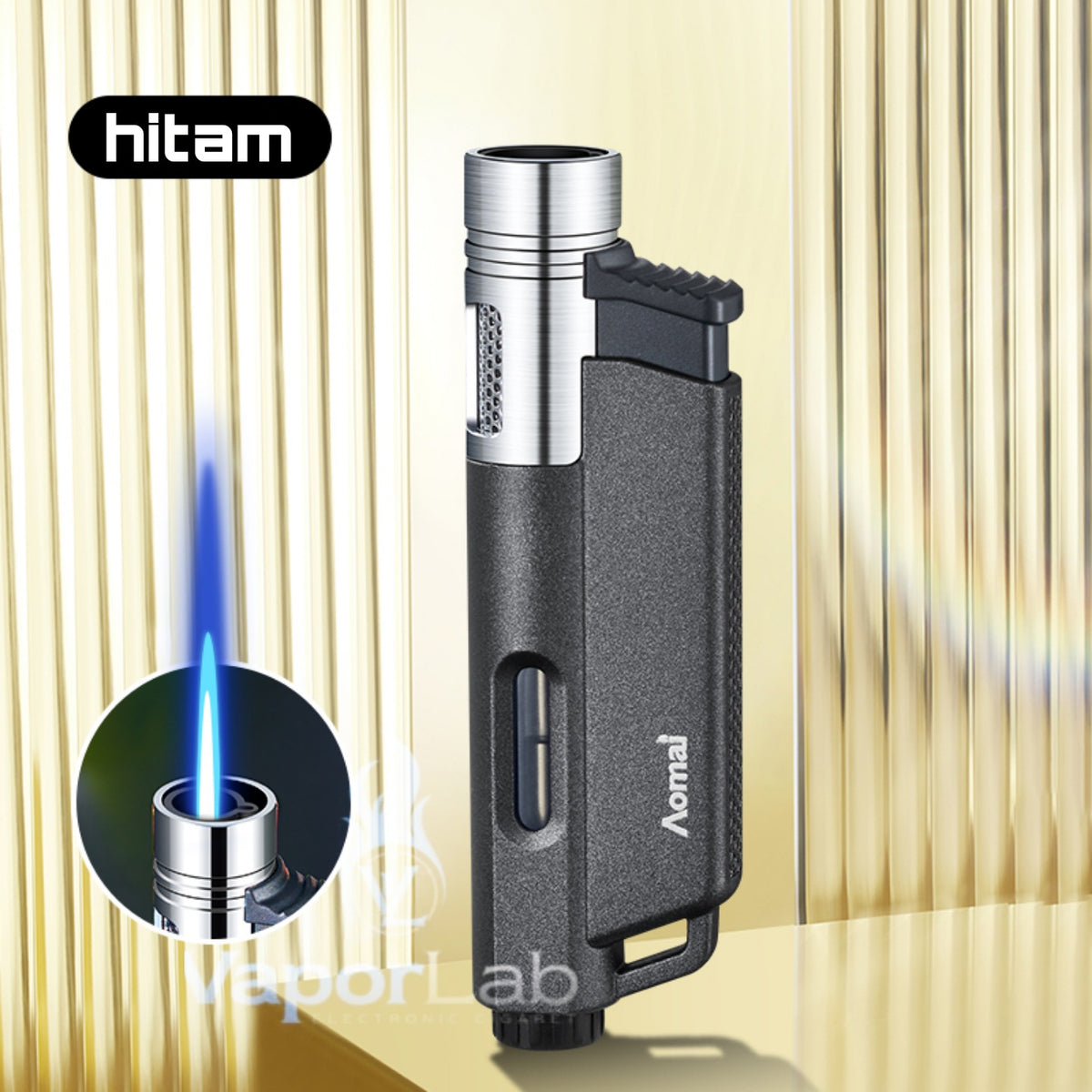 korek api bara las AOMAI jet flame torch refillable gas metal lighter dengan indikator gas transparant