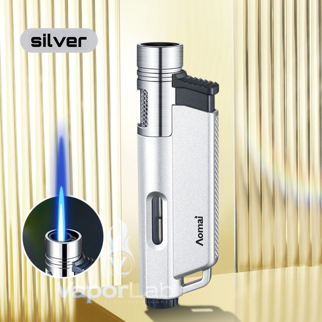 korek api bara las AOMAI jet flame torch refillable gas metal lighter dengan indikator gas transparant