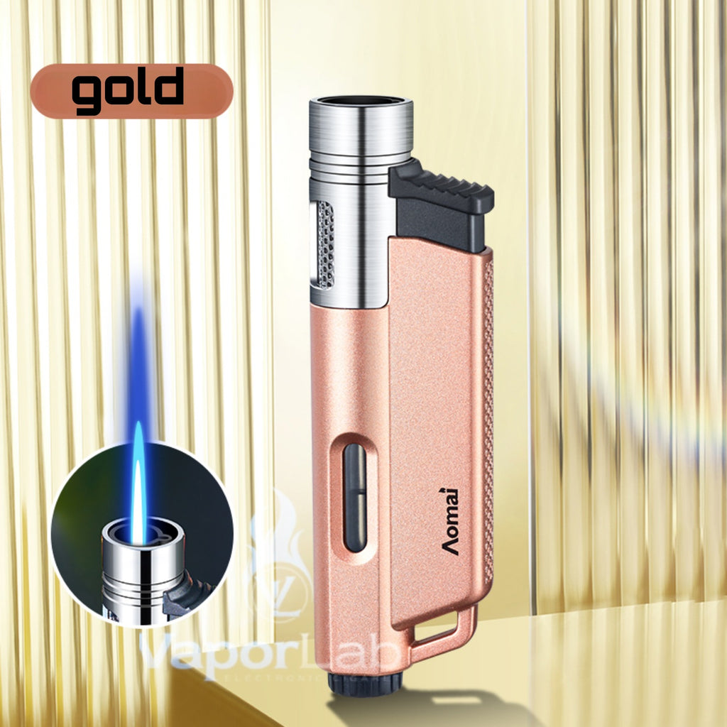 korek api bara las AOMAI jet flame torch refillable gas metal lighter dengan indikator gas transparant
