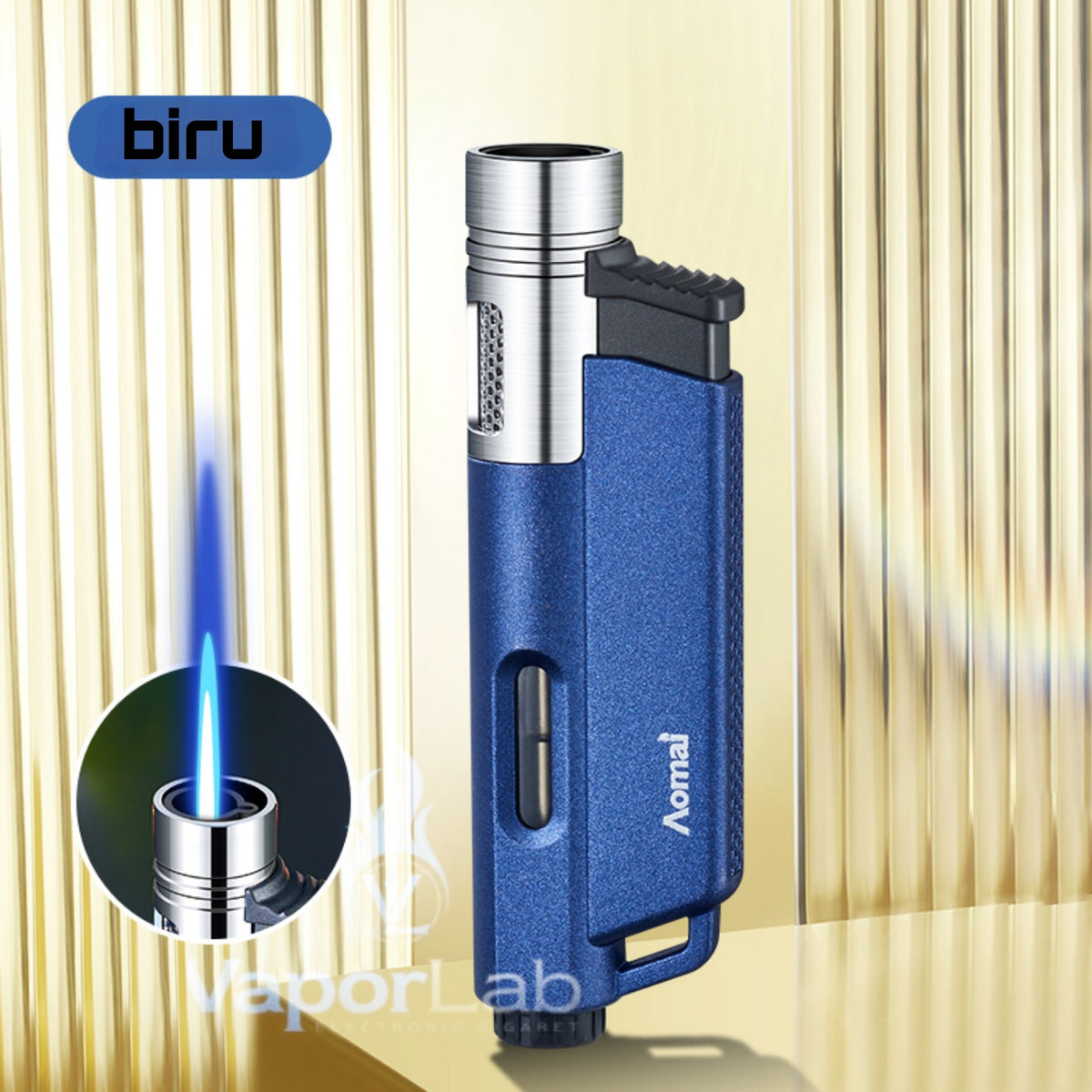 korek api bara las AOMAI jet flame torch refillable gas metal lighter dengan indikator gas transparant