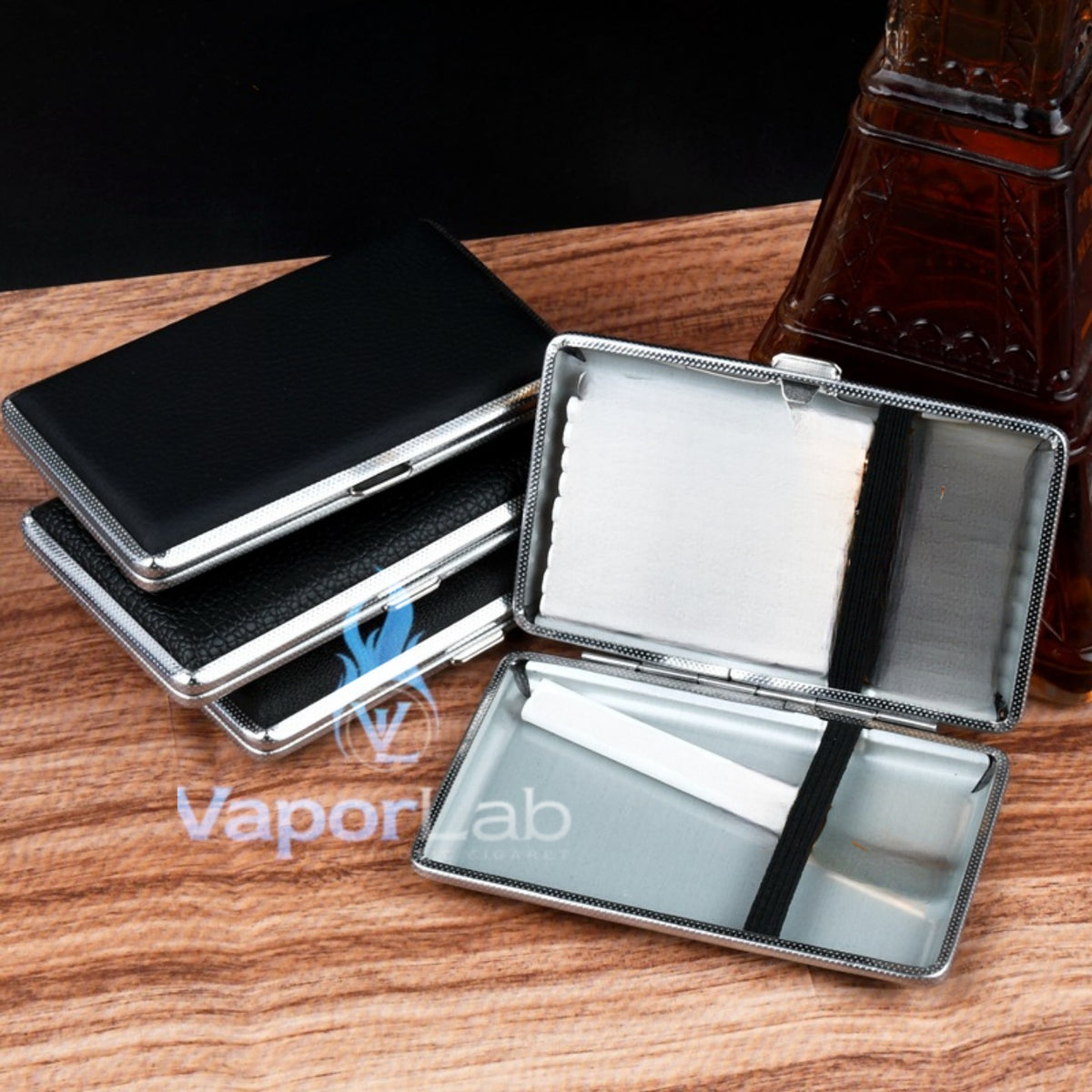 kotak box tempat simpan rokok universal all size bahan besi metal stainless dan kulit imitasi cigarette case murah polos