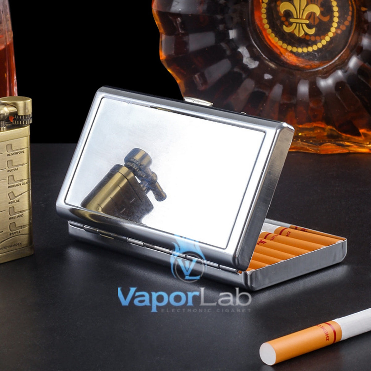 kotak box tempat simpan rokok universal all size bahan besi metal stainless dan kulit imitasi cigarette case murah polos