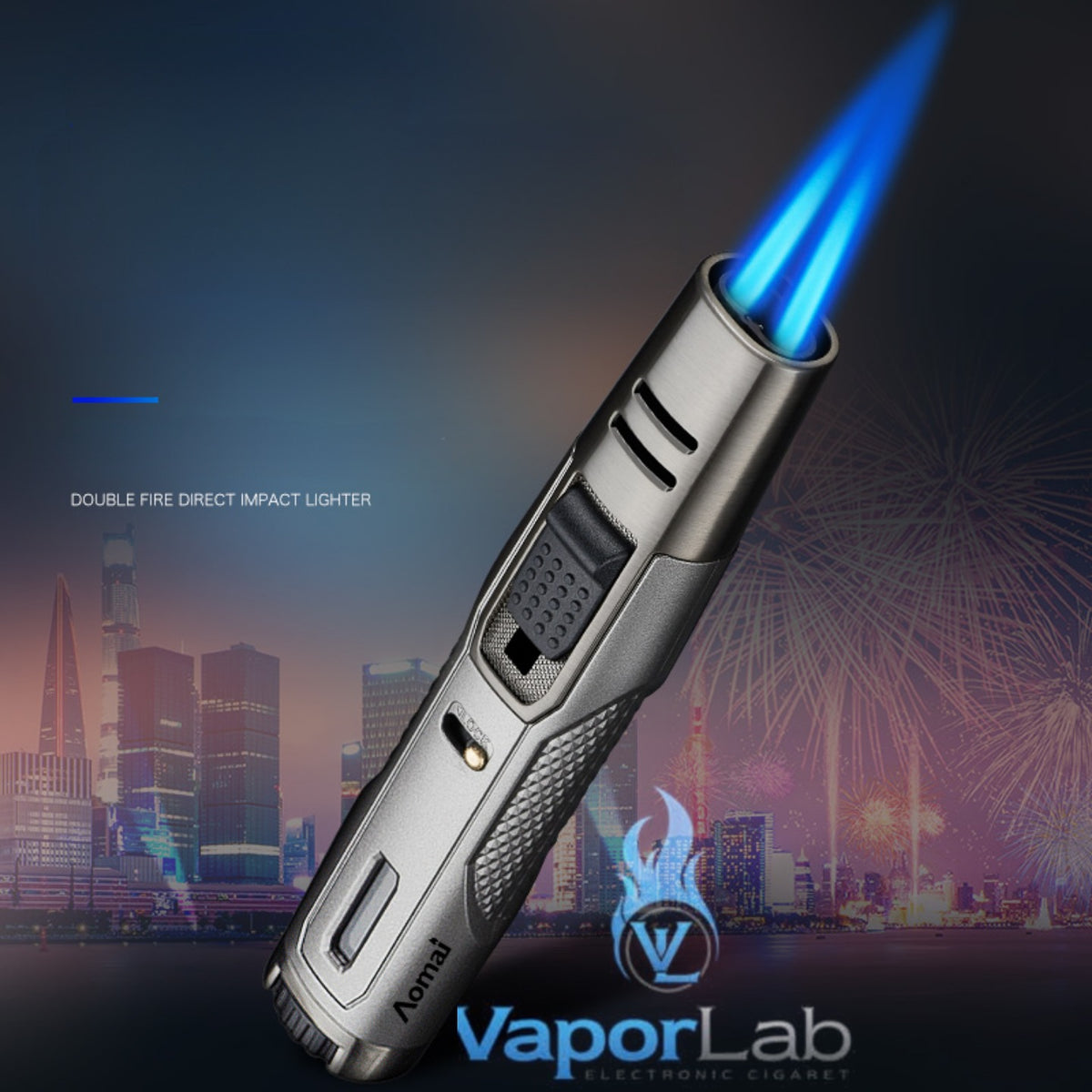 korek api bara las AOMAI dual jet torch refillable gas lighter pemantik bbq dengan indikator gas