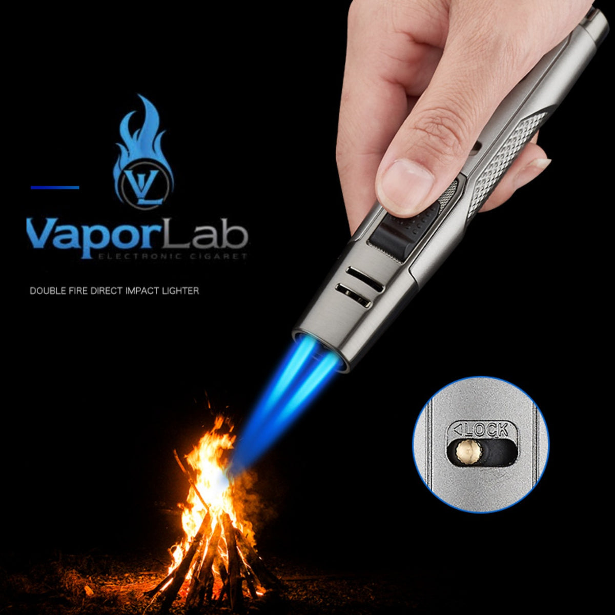 korek api bara las AOMAI dual jet torch refillable gas lighter pemantik bbq dengan indikator gas