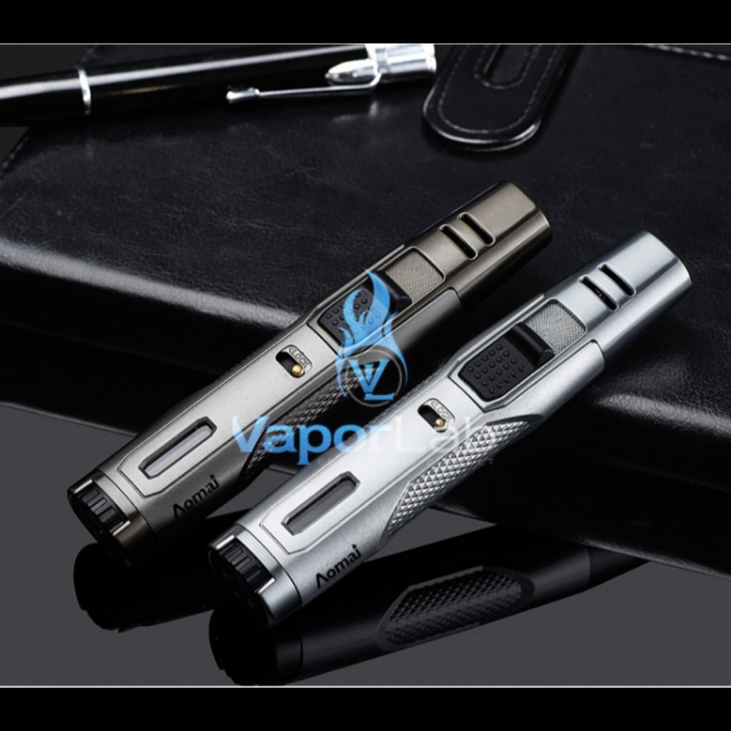 korek api bara las AOMAI dual jet torch refillable gas lighter pemantik bbq dengan indikator gas