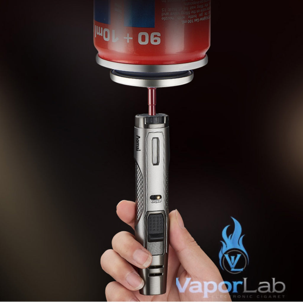 korek api bara las AOMAI dual jet torch refillable gas lighter pemantik bbq dengan indikator gas