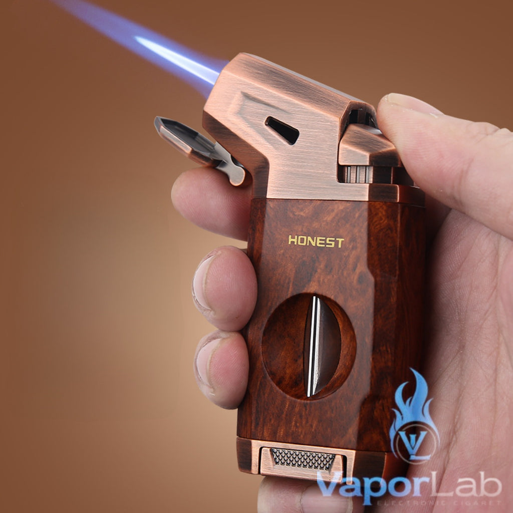korek api cerutu bara las HONEST dengan pemotong cigar cutter jet torch refillable gas lighter for cigar