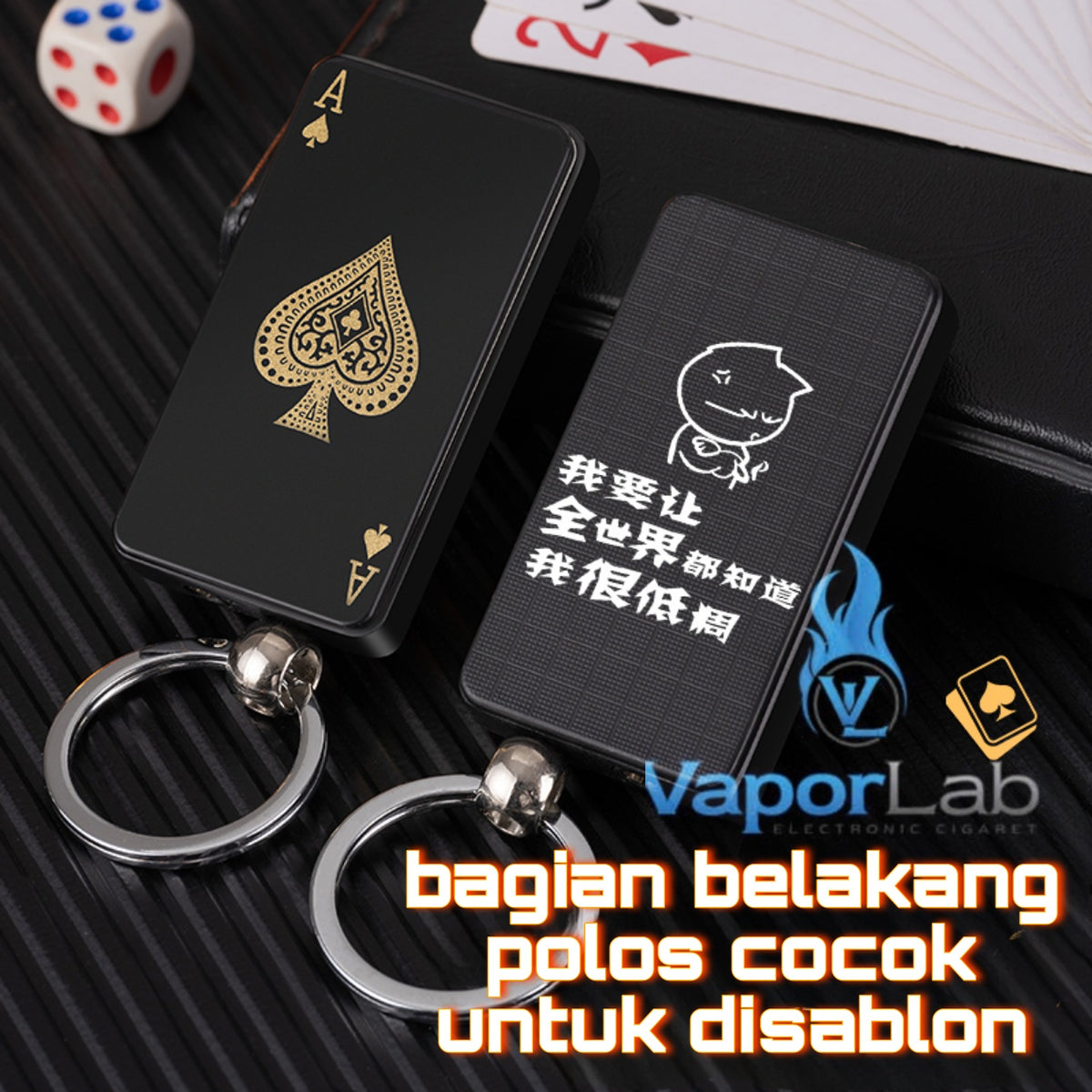korek api bara pemantik geser sliding model kartu remi joker keychain refillable gas lighter dengan gantungan kunci