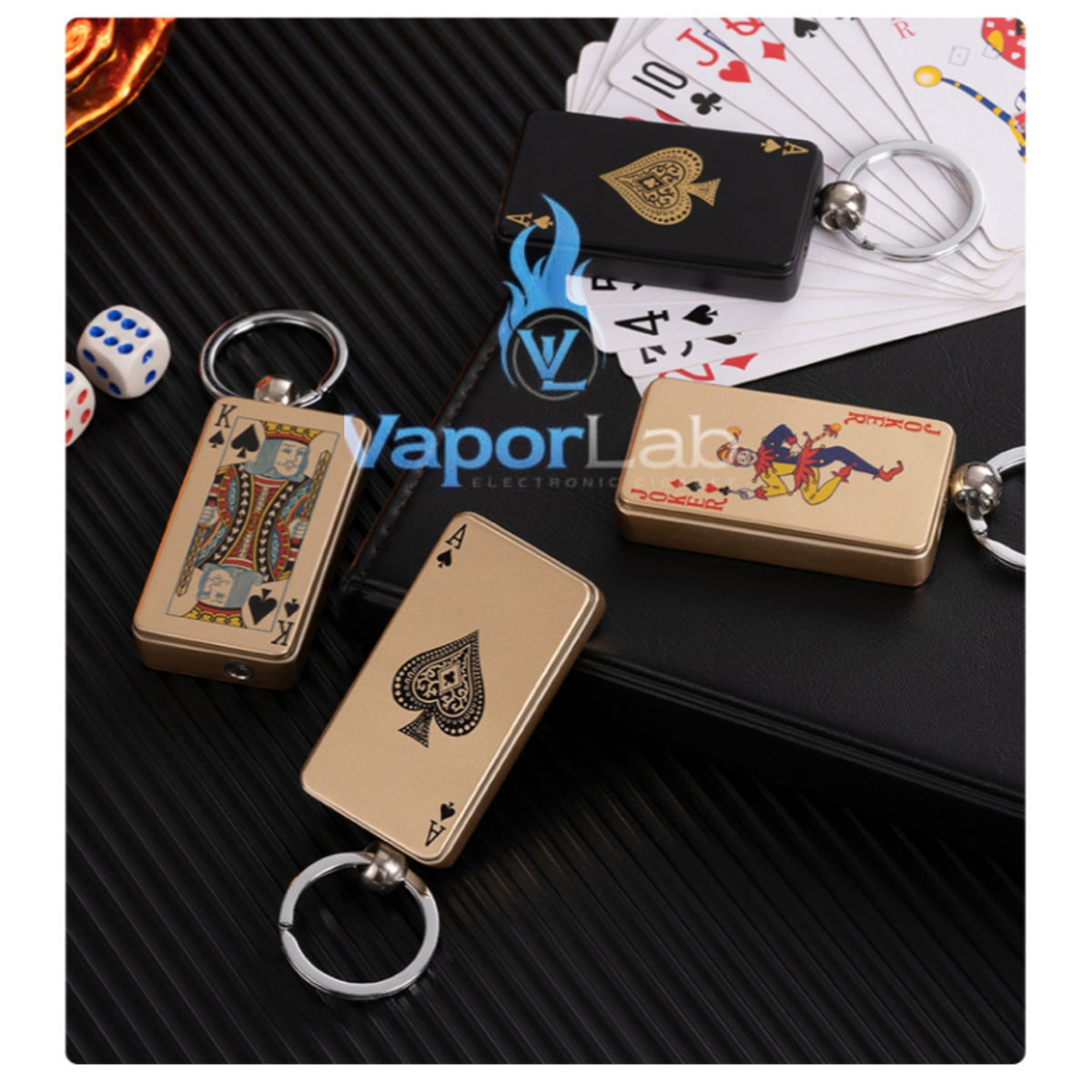 korek api bara pemantik geser sliding model kartu remi joker keychain refillable gas lighter dengan gantungan kunci