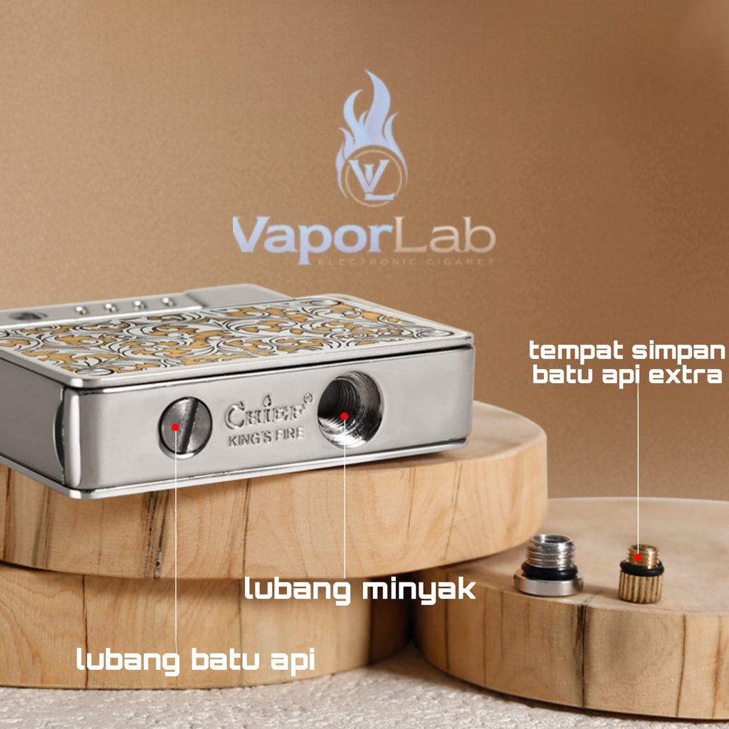 korek api metal classic pakai sumbu batu api isi minyak premium vintage  retro oil lighter CHIEF windproof with giftbox