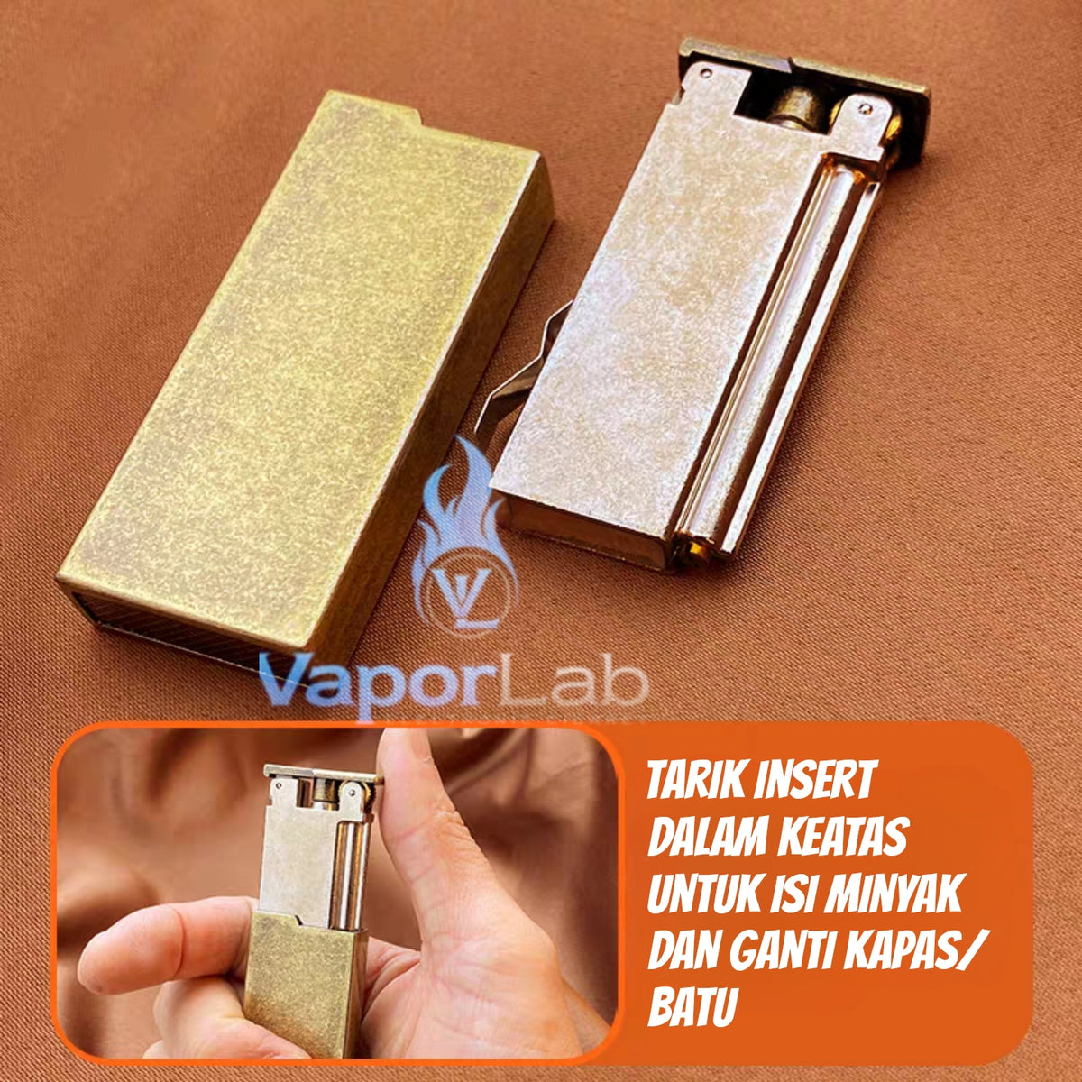 korek api classic pakai sumbu kapas isi minyak slim polos vintage brass retro oil lighter yubang with giftbox 2833