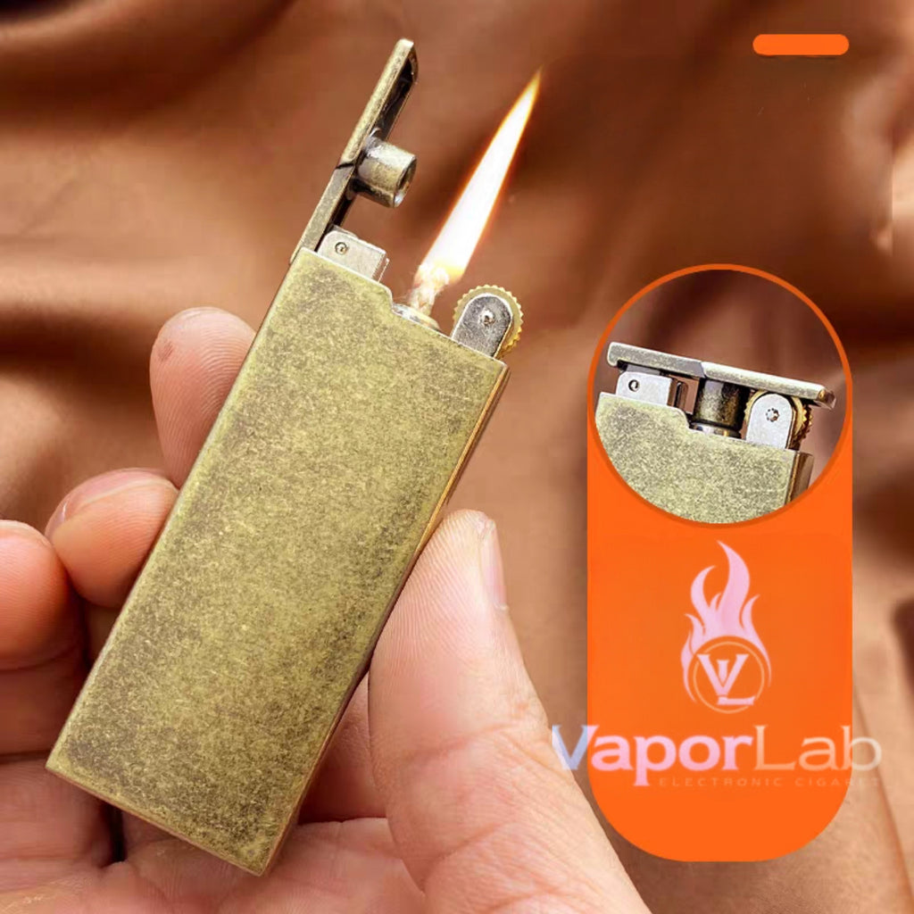 korek api classic pakai sumbu kapas isi minyak slim polos vintage brass retro oil lighter yubang with giftbox 2833