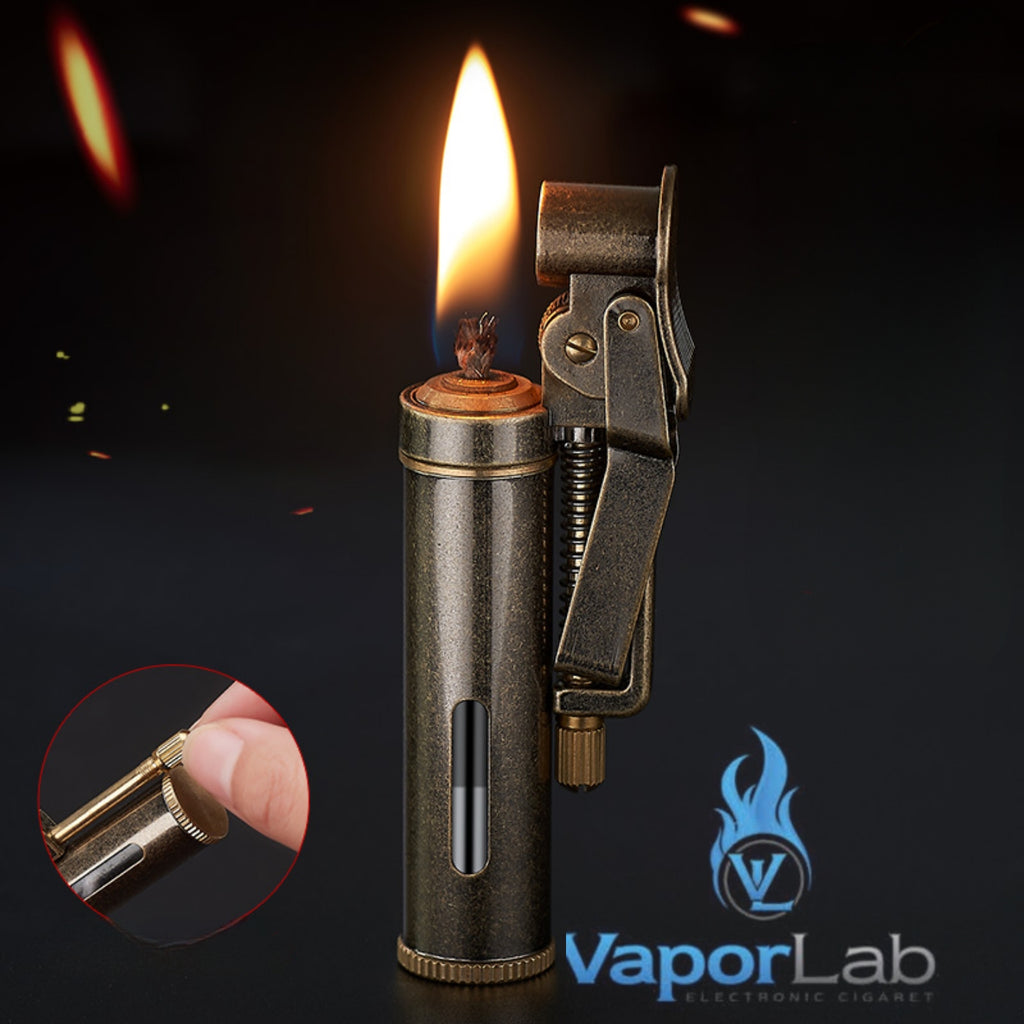 korek api classic pakai sumbu minyak retro vintage brass oil kerosene lighter yubang 2835 with gift box dan kaca indikator transparant