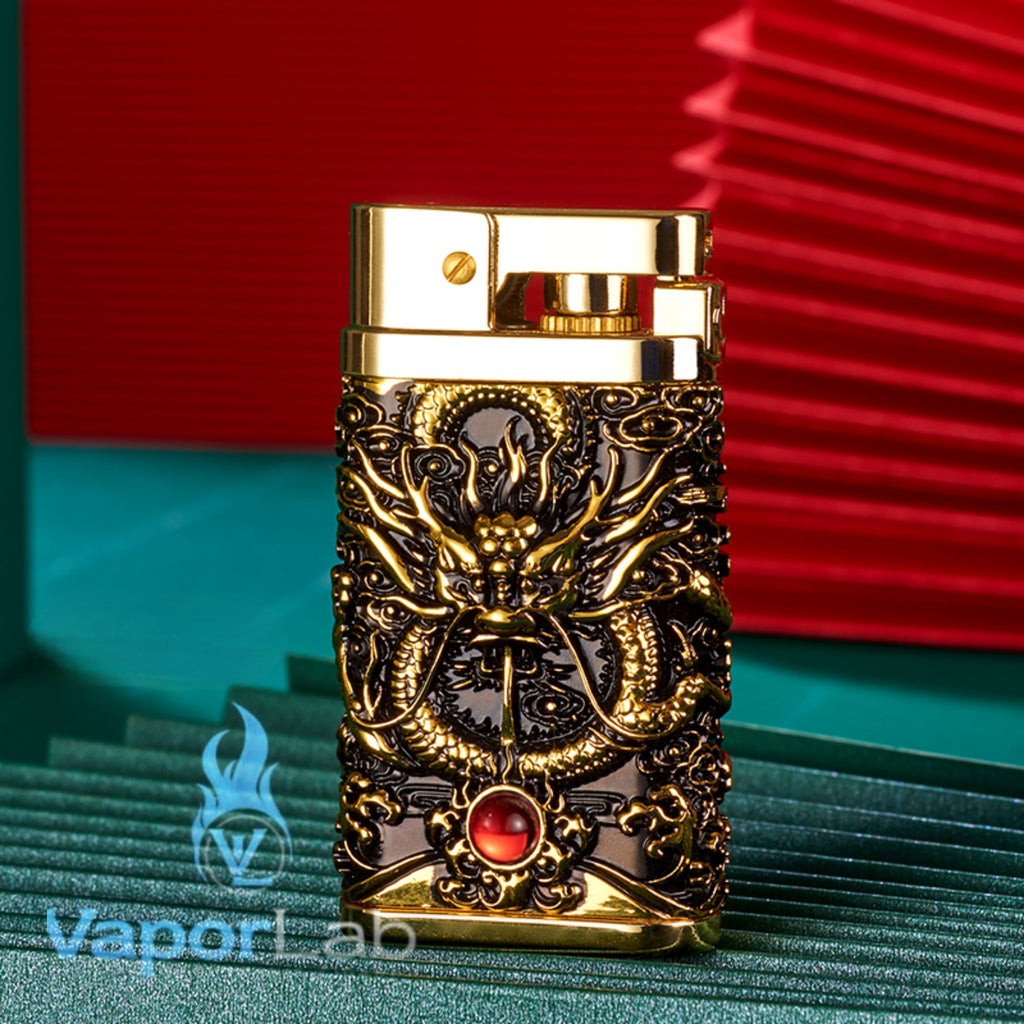 korek api classic pakai sumbu kapas isi minyak motif ukiran naga timbul retro vintage dragon oil lighter yubang with giftbox