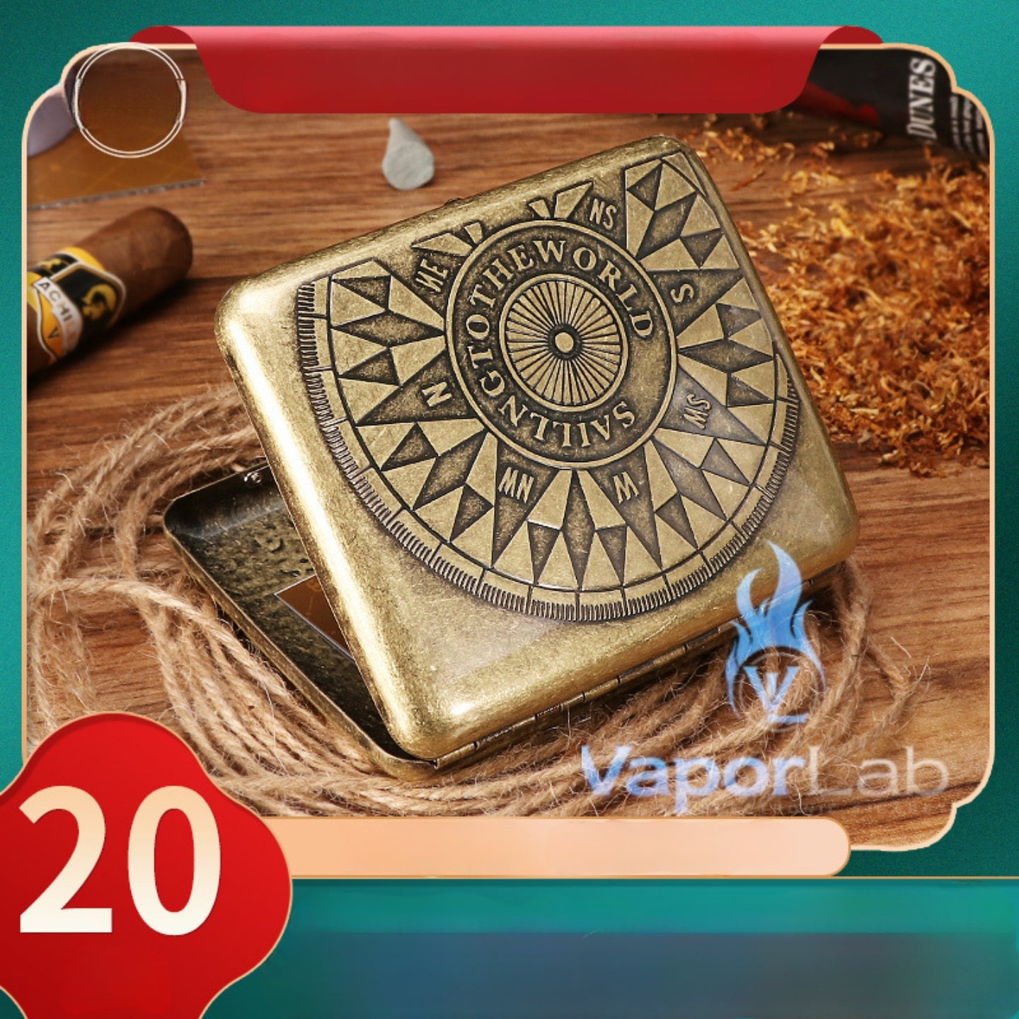 kotak box GUIPAI tempat simpan penyimpanan rokok vintage classic besi copper metal cigarette case large capacity