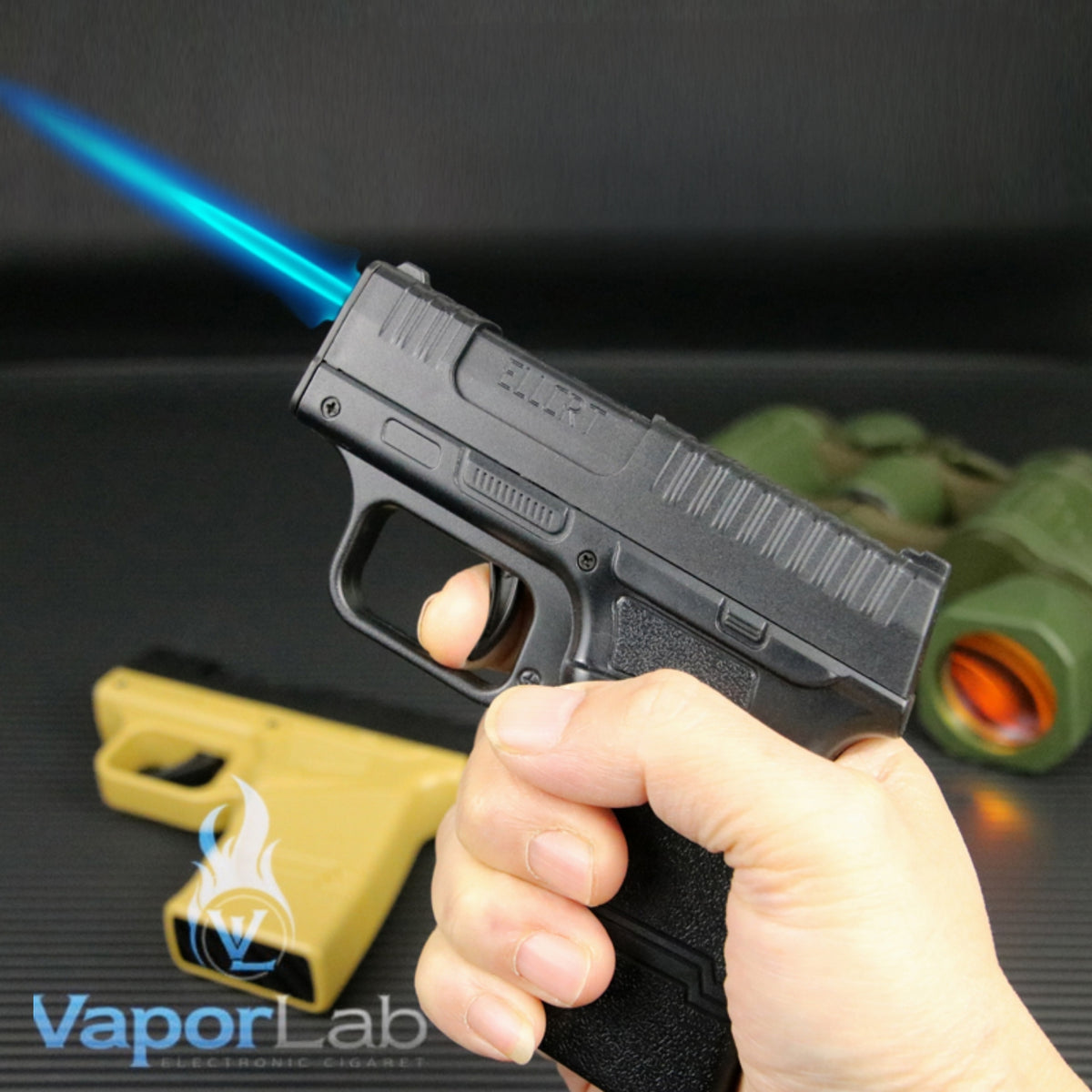kotak box tempat simpan rokok universal all size plus korek api refillable gas lighter model pistol ELLCRT with cigarette case gun lighter