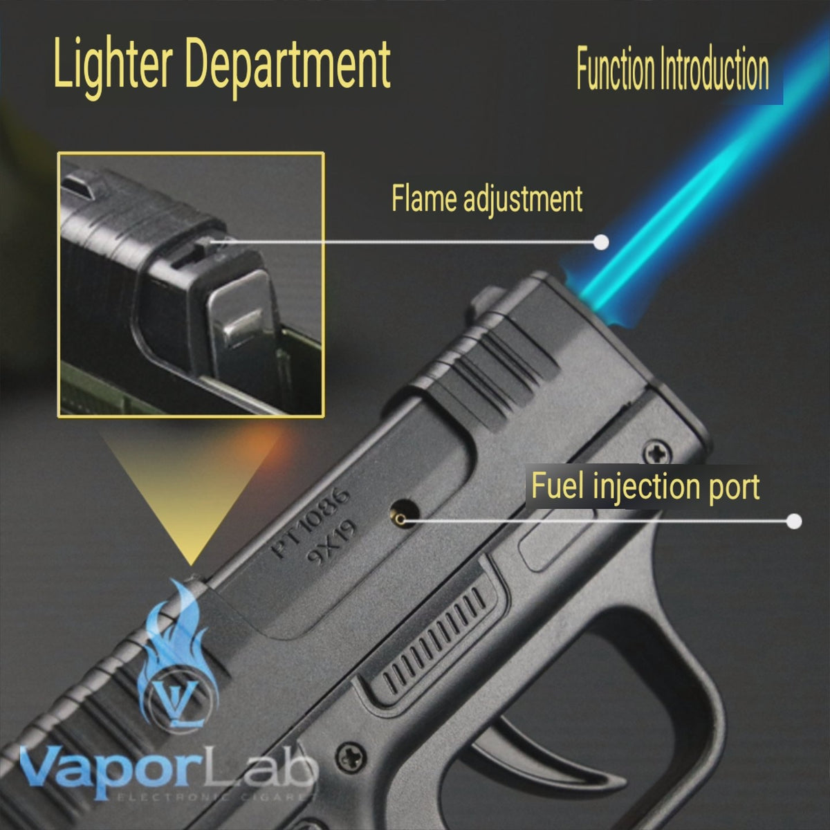 kotak box tempat simpan rokok universal all size plus korek api refillable gas lighter model pistol ELLCRT with cigarette case gun lighter