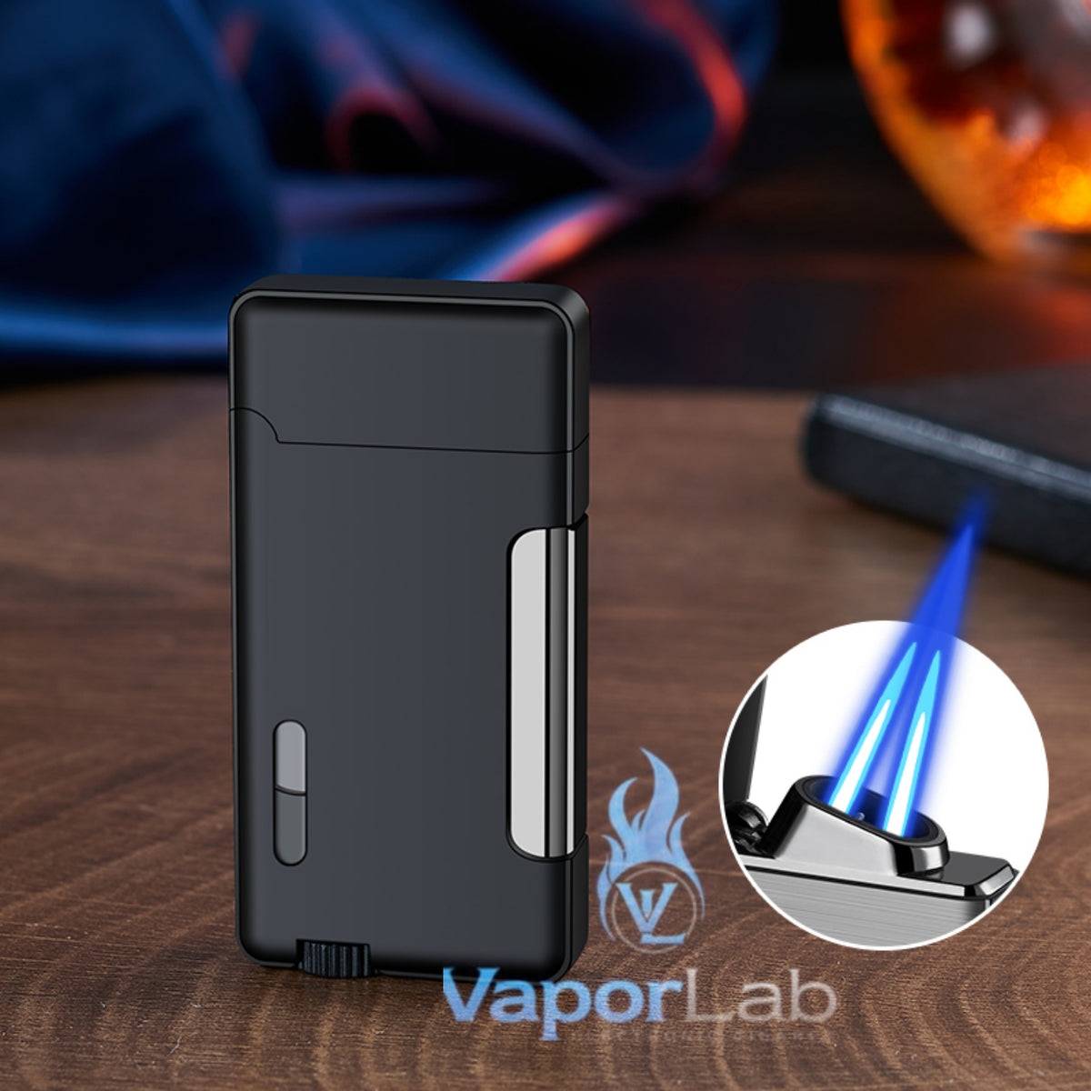korek api metal bara las dual double flame windproof jet torch refillable gas lighter dengan kaca indikator gas transparant CIGNA with gift box