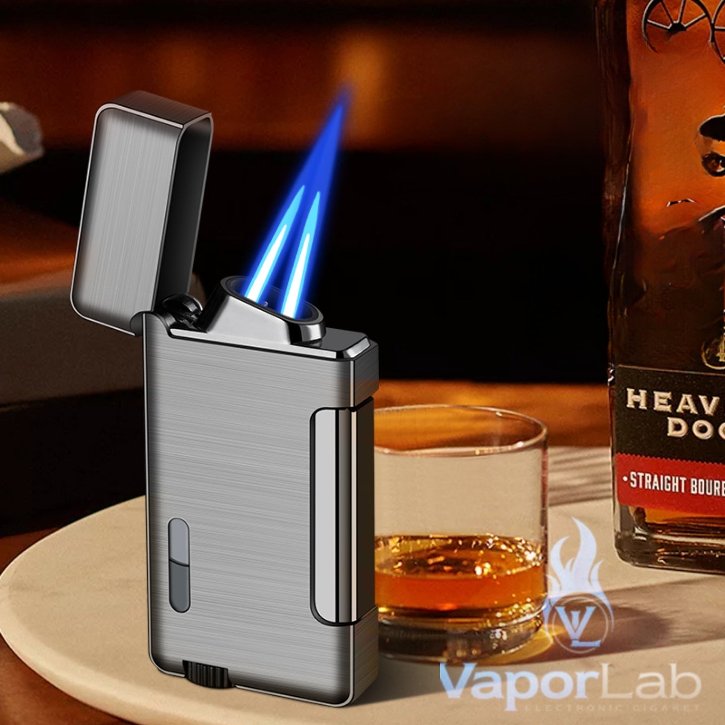 korek api metal bara las dual double flame windproof jet torch refillable gas lighter dengan kaca indikator gas transparant CIGNA with gift box