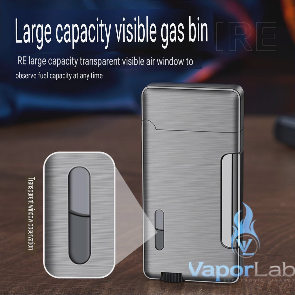 korek api metal bara las dual double flame windproof jet torch refillable gas lighter dengan kaca indikator gas transparant CIGNA with gift box