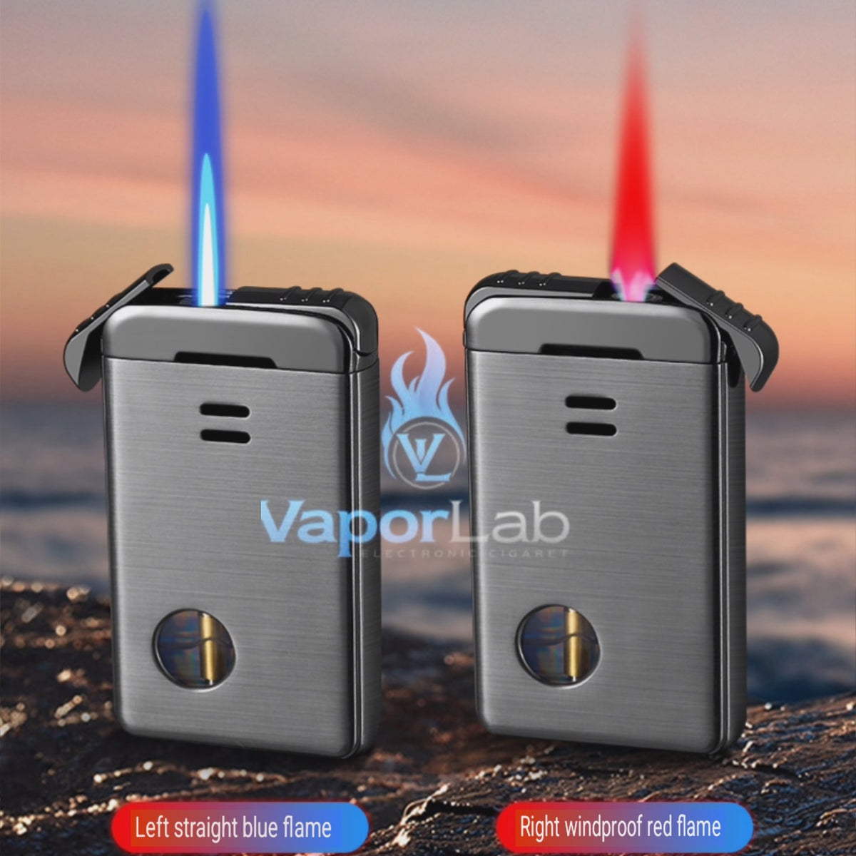 korek api 2in1 bara las dual mode twin jet flame torch refillable gas lighter ada kaca transparant dengan giftbox