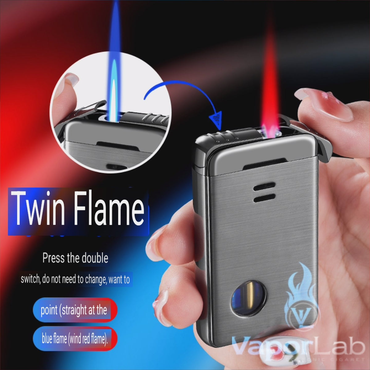korek api 2in1 bara las dual mode twin jet flame torch refillable gas lighter ada kaca transparant dengan giftbox