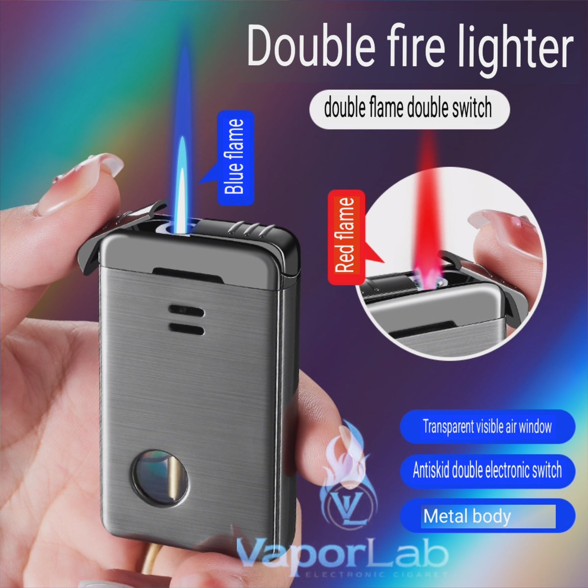 korek api 2in1 bara las dual mode twin jet flame torch refillable gas lighter ada kaca transparant dengan giftbox