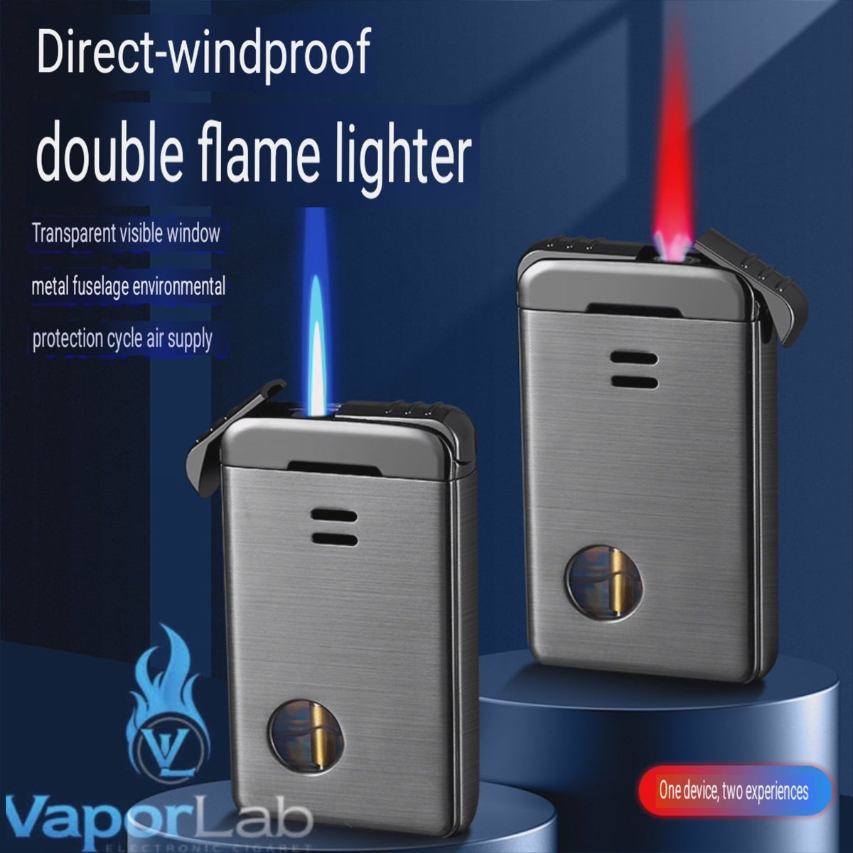 korek api 2in1 bara las dual mode twin jet flame torch refillable gas lighter ada kaca transparant dengan giftbox